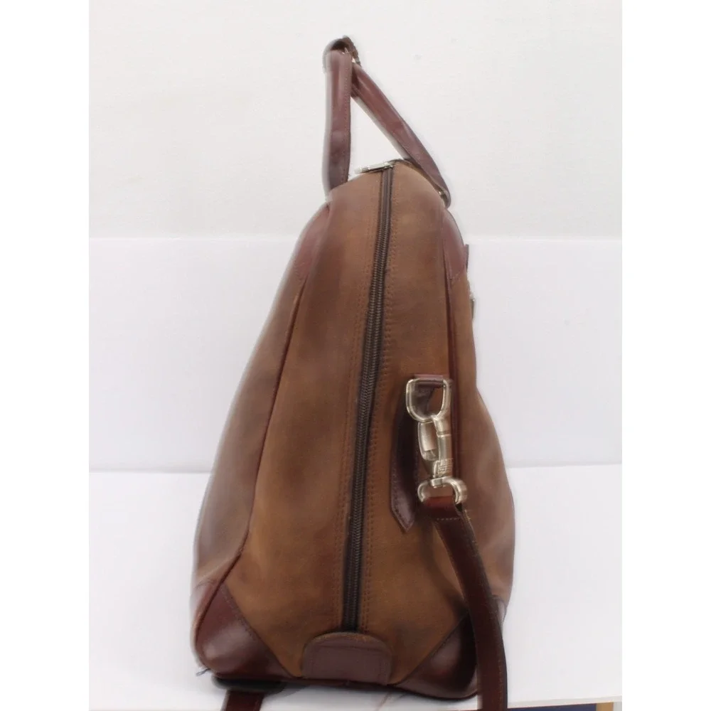 Roots Brown Leather Duffle Bag David E Kelley Productions Weekender Travel Bag